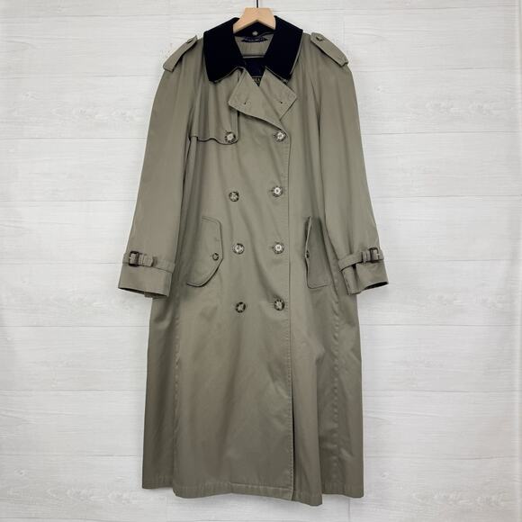 Vtg Chaps Ralph Lauren Men Size 40R Double Breasted Trench Coat Wool Lined Khaki - Picture 1 of 16